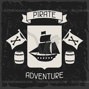Background on pirate theme with objects and elements - vector clipart