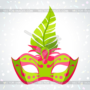 Праздничный карнавальные маски на фоне конфетти - векторный клипарт Royalty-Free