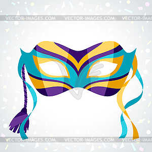 Festive carnival mask on background of confetti - vector clip art