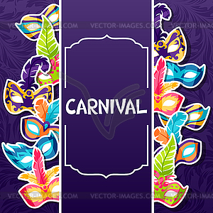 Celebration festive background with carnival masks - vector image