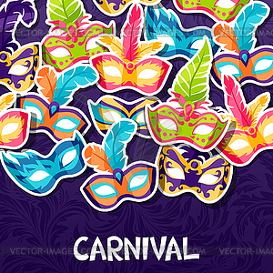 Celebration festive background with carnival masks - vector clipart