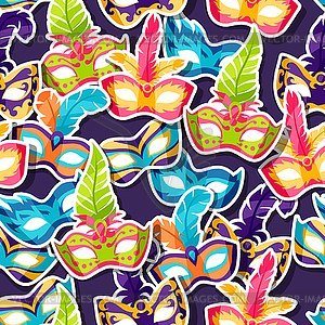 Celebration festive pattern with carnival masks - vector clip art