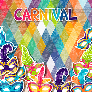 Celebration festive background with carnival masks - vector image