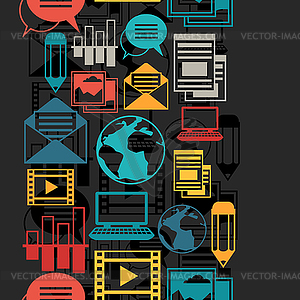 Средства массовой информации и коммуникации бесшовные модели с блога - изображение в векторе / векторный клипарт