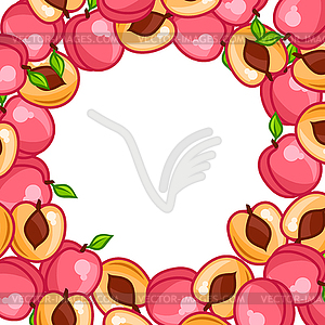 Background design with stylized fresh ripe peaches - vector image