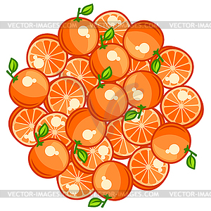 Background design with stylized fresh ripe oranges - vector image