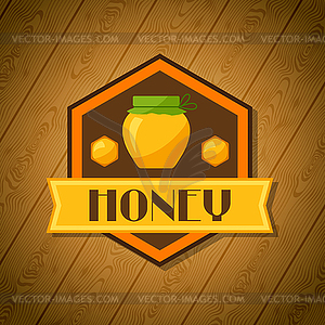 Background design with honey and bee objects - vector clipart