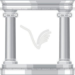 Ionic realistic antique greek temple with columns - vector image