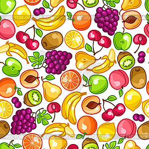 Seamless pattern with stylized fresh ripe fruits - vector image