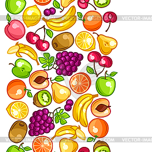 Seamless pattern with stylized fresh ripe fruits - vector clipart