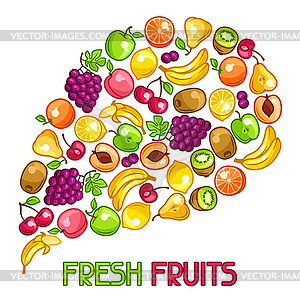 Background design with stylized fresh ripe fruits - vector image