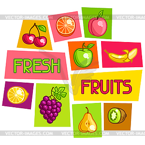 Фон дизайн со стилизованными свежих спелых фруктов - рисунок в векторе