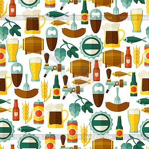 Seamless pattern with beer icons and objects - vector image
