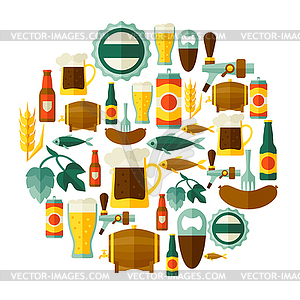 Background design with beer icons and objects - vector clip art