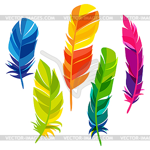 Set of abstract bright transparent feathers - royalty-free vector image