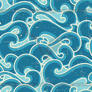 Grunge retro seamless pattern with abstract curly - vector image