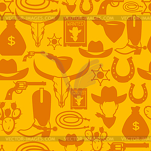 Wild west seamless pattern with cowboy objects and - vector clipart