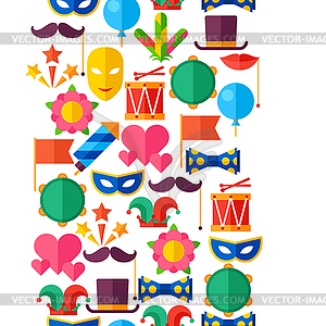 Celebration seamless pattern with carnival flat - vector image