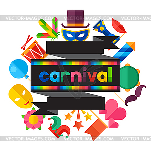 Celebration festive background with carnival flat - vector clipart / vector image