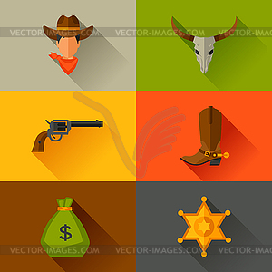 Wild west cowboy objects and design elements - vector clipart