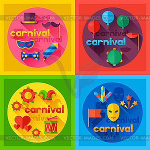 Celebration festive background with carnival flat - vector image