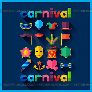 Celebration festive background with carnival flat - vector clipart