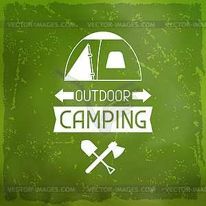 Tourist background with camping equipment in flat - vector clipart