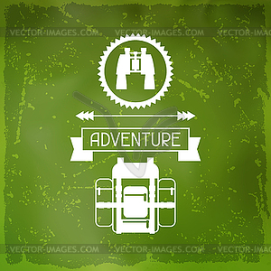 Tourist background with camping equipment in flat - vector clip art