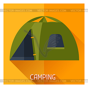 Tourist creative camping tent in flat style - vector clipart