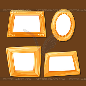 Set of gold various frames on brown background - vector image