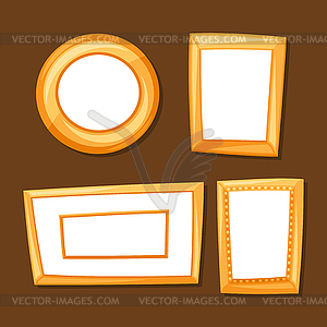 Set of gold various frames on brown background - vector clipart