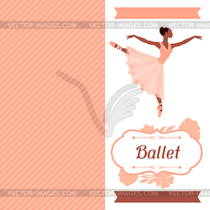 Invitation card to ballet dance show with ballerina - vector clipart