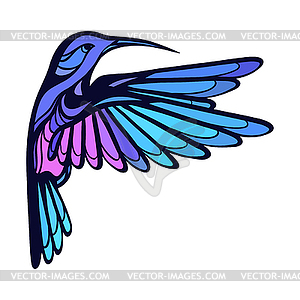 Flying tropical stylized hummingbird - vector image