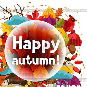 Background design with autumn icons and objects - vector clip art