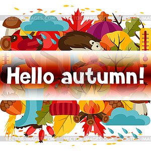 Background design with autumn icons and objects - vector clip art