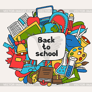 Back to school background with education doodles - vector clip art