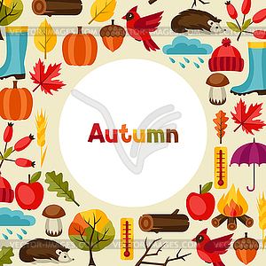 Background design with autumn icons and objects - vector EPS clipart