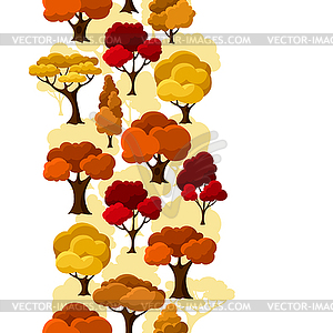 Осень бесшовные шаблон с абстрактными стилизованных деревьев - клипарт в векторном формате