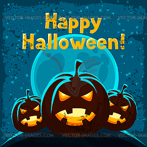 Happy Halloween открытка с гневными тыквы - иллюстрация в векторе