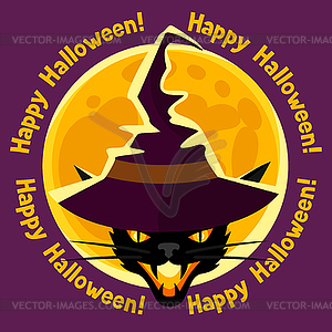 Happy halloween greeting card with moon and angry - vector image