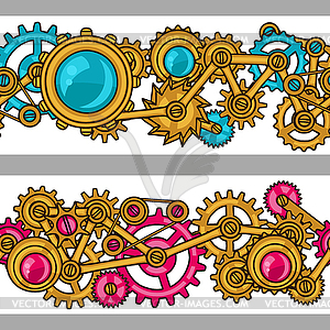 Steampunk seamless pattern of metal gears in - vector clip art