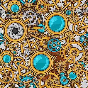 Steampunk seamless pattern of metal gears in - vector image