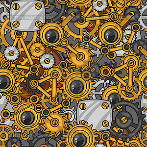 Steampunk seamless pattern of metal gears in - vector clip art