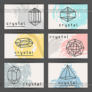 Set of business cards with geometric crystals and - vector image