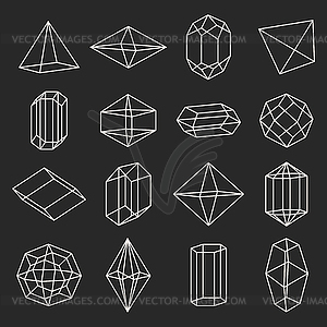 Set of geometric crystals gem and minerals - vector clipart / vector image