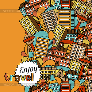 Town seamless pattern with houses - vector clipart