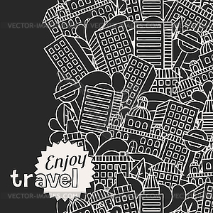 Town seamless pattern with houses - vector image