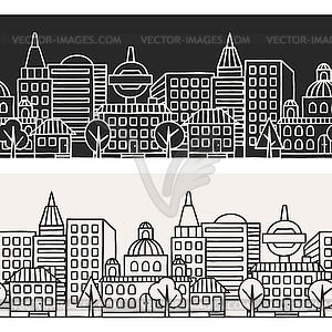 Town seamless pattern with houses - vector clipart