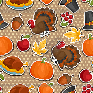 Happy Thanksgiving Day seamless pattern with holida - vector clipart