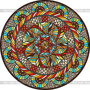 Ethnic round pattern with ornament - vector clip art